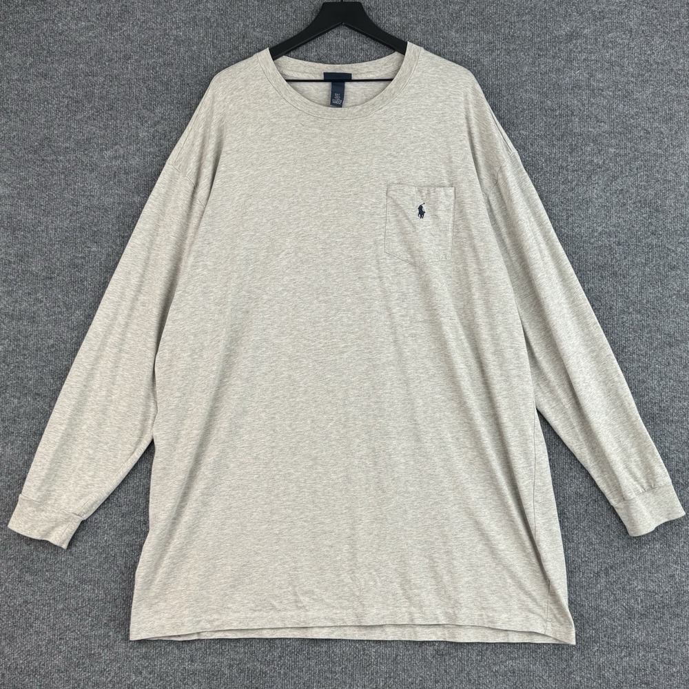 Vintage Polo Ralph Lauren Pocket Shirt Mens 2XL Tall Gray Casual Long Sleeve